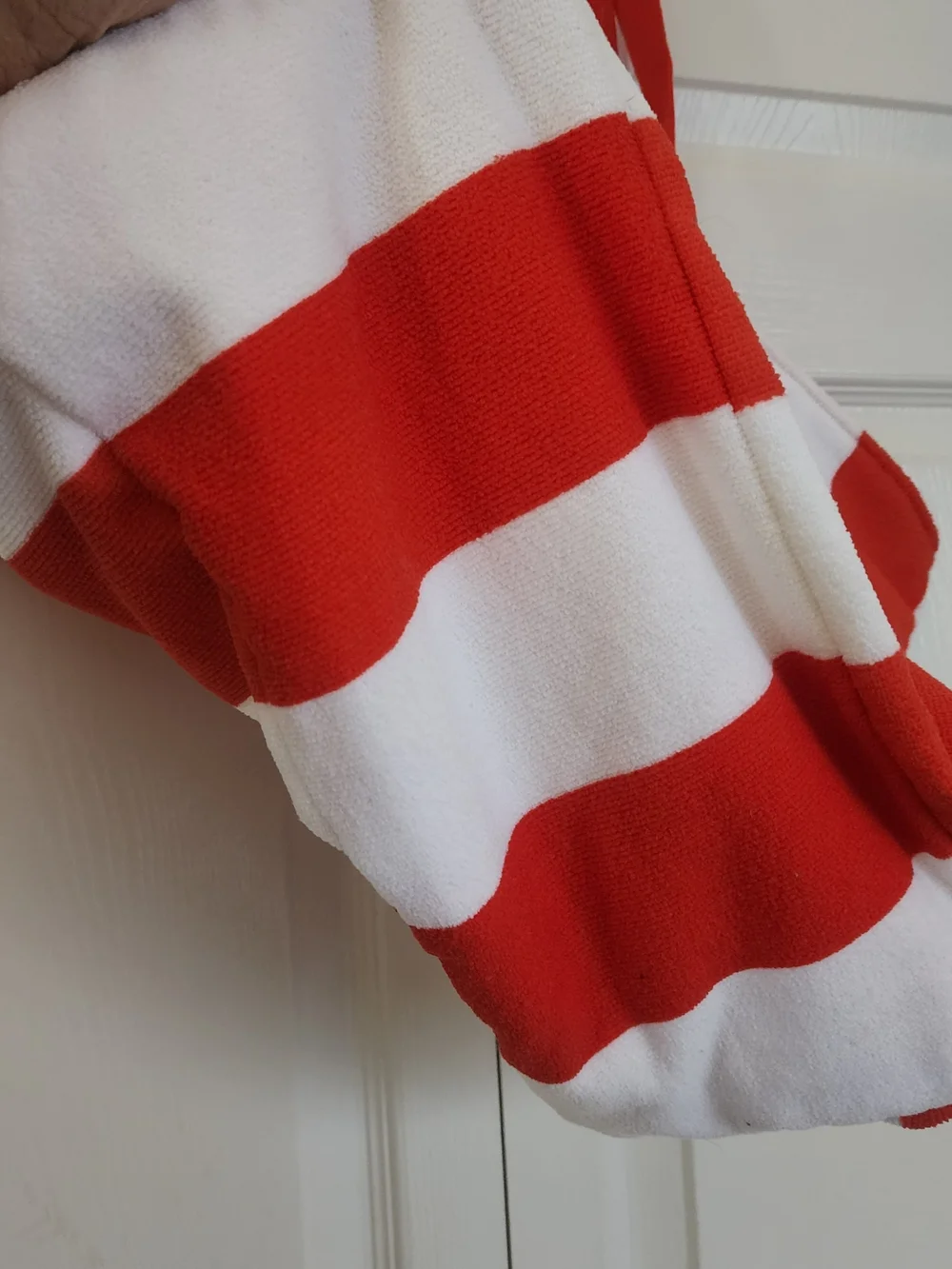 Lancome Orange/Red White Striped Terrycloth Towel Beach Swim Tote Bag